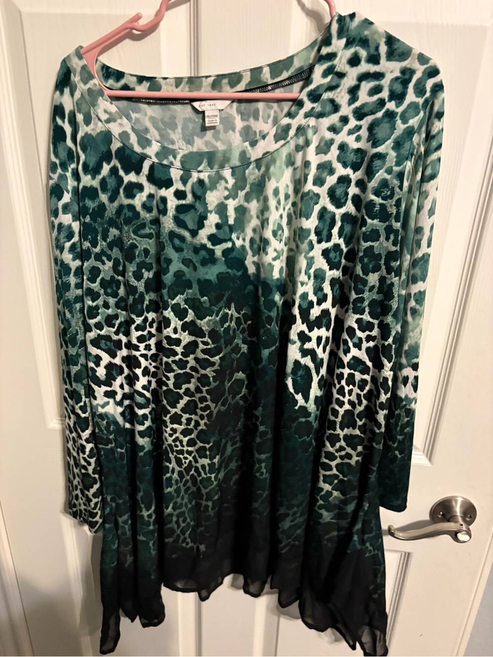 397-Cato green and Black Animal Print Tunic Top